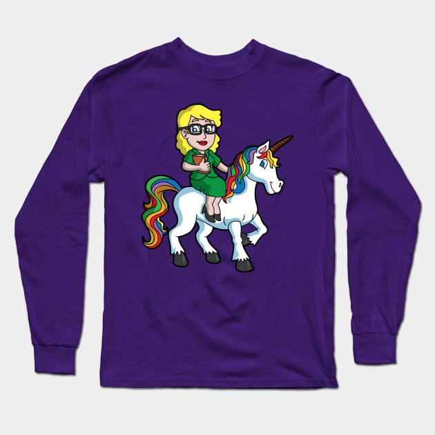 School Teacher Riding Unicorn Magical Back To School Long Sleeve T-Shirt by E